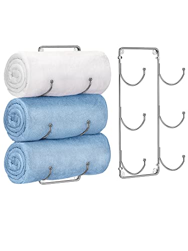 Handtuchhalter Wandmontage, 2 Stück Badezimmer GäStehandtuchhalter, Handtuchregal Wand Montage mit Bohren, Platzsparendes Badzubehör Handtuchstange (Silber) von Bomclap