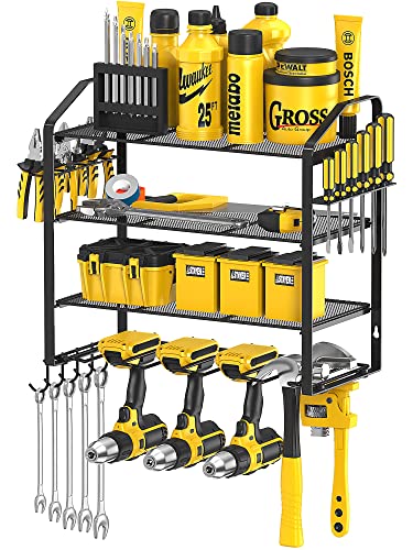 Power Tool Organizer Werkzeugspeicher Aufbewahrung Wandhalterung Akku Schlagbohrschrauber,Heavyduty Elektrisch Bohrer Wandmontage Schraubendreher Organisation Werkzeughalter Werkzeugregal(Schwarz-1) von Bomclap
