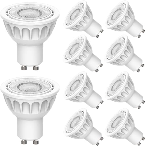 Bomcosy GU10 LED Glühbirne Dimmbar Warmweiß 3000K 6W (60W Halogen LED-Glühbirne äquivalent), Kein Flackern, Energiesparende Strahler für Deckenbeleuchtung, 10 Pack von Bomcosy