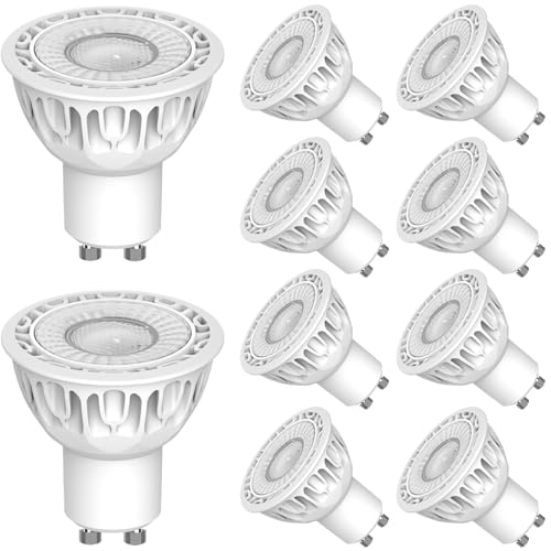 Bomcosy GU10 LED Glühbirne Kaltweiß 6000K 5W (50W Halogen LED-Glühbirne äquivalent), Kein Flackern, Energiesparende Strahler für Deckenbeleuchtung, 10 Pack von Bomcosy