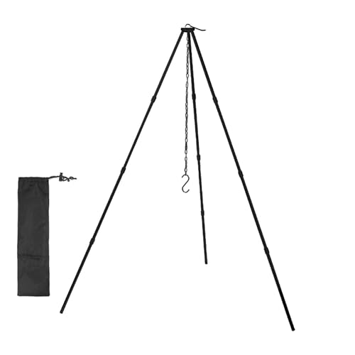 Bomefoi Campingausrüstung Kochstativ,Herdstativ Campingzubehör - Outdoor-Camp-Stativ mit verstellbarer Hängekette, Aluminiumlegierung, leichte, faltbare Überlebensausrüstung Bomefoi Campingausrüstung Kochstativ,Herdstativ Campingzubehör - Outdoor-Camp-Stativ mit verstellbarer Hängekette, Aluminiumlegierung, leichte, faltbare Überlebensausrüstung von Bomefoi