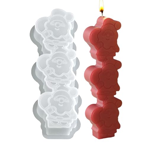 Bomefoi Christmas Harz Formen | 3-Fach Kerzenformen Silikon - Bastelbedarf Für Schokolade Plätzchen Süßigkeiten Backen Ton Seife Epoxy Gips Party Deko Weihnachtsschmuck von Bomefoi