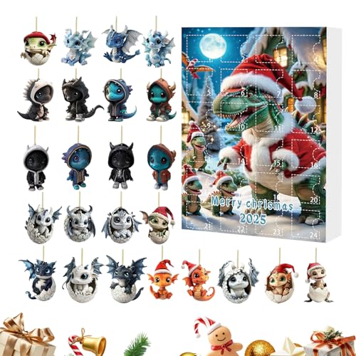 Bomefoi Countdown-Kalender mit Weihnachtsschmuck, Countdown-Kalender mit 24 -Anhängern, flache 2D-Requisiten für Freunde, Studenten, Teenager, Erwachsene, Familie von Bomefoi