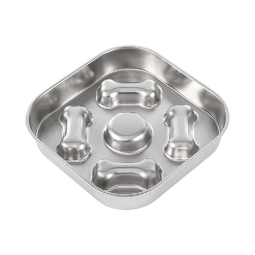 Bomefoi Hundefutternapf Slow Feeder - Edelstahl Fressnapf Für Haustiere | Anti-Rutsch Anti-Würgen Hundenapf Für Mentale Stimulation Welpentraining Reisen Drinnen Draußen von Bomefoi