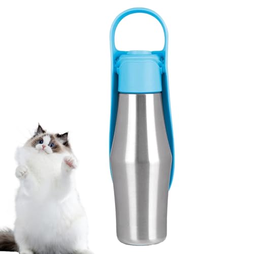 Bomefoi Hundetrinkflasche Für Unterwegs, Haustier Auslaufsicherer Wassernapf Spender, 750ml Edelstahl Robuster Tragbarer Behälter Mit Napf Für Wanderungen Camping Reisen Katzen von Bomefoi