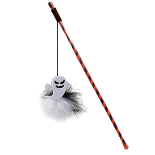 Bomefoi Katzenangel Spielzeug - Halloween Spielangel für Kitten - Trainingsspielzeug Mit Kürbisgeist Gegen Langeweile Für Drinnen Und Draußen von Bomefoi