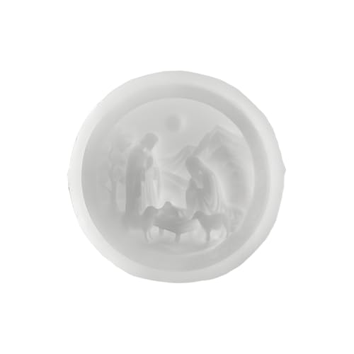 Bomefoi Krippen Formen Silikon,Jesus Geburt Fondantformen | 3D Runde Weihnachtsform Einfache Entformung Silikon Für Wachs Harz Backen Gips Fondant Kerze Schokolade Bastelprojekte von Bomefoi