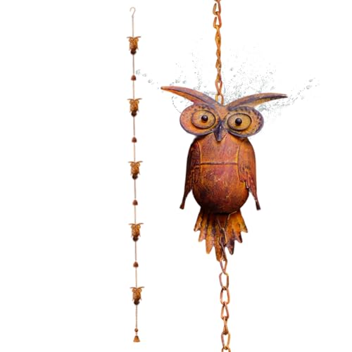 Bomefoi Regenketten Für Draußen - Verstellbare 2,Eulen Regenkette Für Draußen,Dekorative Gartenskulpturen und Statuen für den Einsatz in Eingangsbereich, Zuhause, Büro, Badezimmer, Kinderzimmer, von Bomefoi