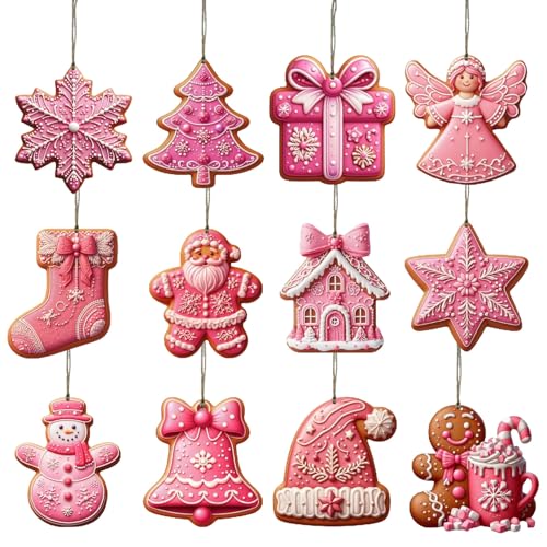 Bomefoi Weihnachtsdeko Set - Rustikale Weihnachtsbaum-Deko Zum Aufhängen | Zweidimensionale Festliche Deko Für Feste Feiern Aktivitäten Drinnen Draußen Zuhause von Bomefoi