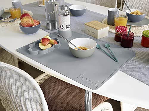 BOMI® Baby Tischmatte für Kinder Holzsitzgruppe | Extra große Matte in Grau zum Malen & Basteln | Malunterlage mit Antirutsch | Abwaschbare Antirutschmatte in Grau von Bomi