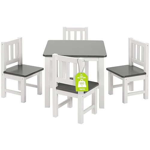 Bomi Kinderecke Wartezimmer | 4 Stühlchen Baby mit Tisch Amy aus FSC nachhaltiger Kiefer | Massiv Holz | Zeitlose Tischgruppe für das Kinderzimmer | Grau Weiß Bomi Kinderecke Wartezimmer | 4 Stühlchen Baby mit Tisch Amy aus FSC nachhaltiger Kiefer | Massiv Holz | Zeitlose Tischgruppe für das Kinderzimmer | Grau Weiß von Bomi