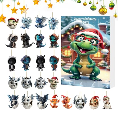 BommFu 2025 Weihnachts-Countdown-Kalender | 24-Tägiger Weihnachtscountdown Kalender | Niedliches 2D-Sammelstück | Saisonales Andenken Für Kaminsims, Baum, Fenster, Rucksack von BommFu