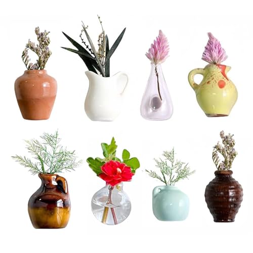 BommFu 8Pcs Mini Keramik Vase Magnete Für Kühlschrank | 3D Keramik Vase Kühlschrank Magnete | Niedliche Pflanze Vasen Dekoration Zubehör - Für Kühlschrank Zubehör Küche Locker Home Decor von BommFu