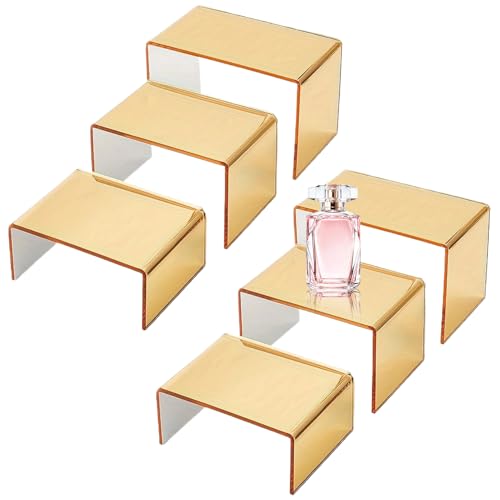 BommFu Acryl Regale,Goldene Tischpodeste Zur Präsentation | Thekenhalter Mit Organizer In DREI Größen Für Zuhause Einzelhandel Dessert Cupcake von BommFu