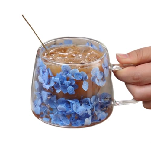 BommFu Blumentassen,Blumen im Inneren Glaskaffeetasse | 200ml Trockenblumenbecher Frühlingskaffeetassen - Trockenblumenbecher mit Henkel, kreative Blumenbecher mit doppelwandiger Isolierung für BommFu Blumentassen,Blumen im Inneren Glaskaffeetasse | 200ml Trockenblumenbecher Frühlingskaffeetassen - Trockenblumenbecher mit Henkel, kreative Blumenbecher mit doppelwandiger Isolierung für von BommFu