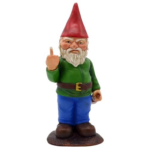 Gartenzwerg Statue | Outdoor-Gartendekoration | 15cm Zwerge Ornament | Wasserdicht Sonnenschutz Gartendeko - Für Den Garten, Terasse, Balkon, Mittelfinger Lustiger Gnom von BommFu