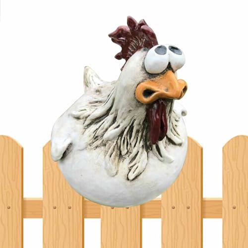 BommFu Huhn Gartendeko | Zaunhocker Keramik Huhn Gartendeko | Huhn Ornament Garten Statuen Outdoor-Dekoration - Deko Hühner Figuren Gartenstecker Hinterhof Dekorationen Für Draußen von BommFu