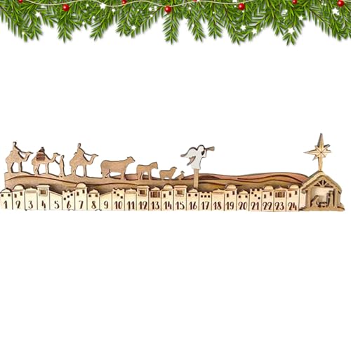 BommFu Krippen-Adventskalender 2024 | Weihnachtskrippe Kalender | 24-Tage Weihnachts Countdown Kalender 2024 - Christus Tischkalender Desktop Ornamente Für Weihnachts Deko von BommFu