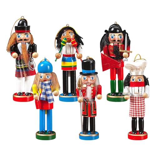 BommFu Nussknacker Weihnachtsdeko - 6er Set Nussknacker Deko Ornament Figuren,Sammlertischdekoration für Wohnzimmer Büro Fensterbank Kaminregal von BommFu