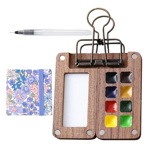 BommFu Reise-Aquarellpalette, Aquarellpalette Clip | Reise Holz mit 8 Feldern, kleines s Aquarellfarben-Set für den Außenbereich BommFu Reise-Aquarellpalette, Aquarellpalette Clip | Reise Holz mit 8 Feldern, kleines s Aquarellfarben-Set für den Außenbereich von BommFu