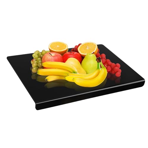 Schwarzes Acryl-Schneidebrett Mit Thekenlippe | Rutschfestes Obst Schneidebretter 45X35cm | Schwarzes Schneidebrett Mit Gegenkante - Rechteckige Wiederverwendbare Schreibtischunterlage von BommFu