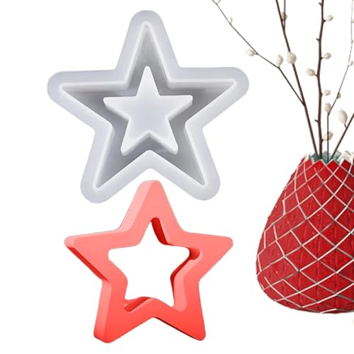 BommFu Silikonform Weihnachtsstern | Dreidimensional GießFormen Silikon | Hohle Sternförmige Silikonform - Giessformen Weihnachten Für Handwerk von BommFu