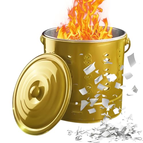 BommFu Verbrennungsfässer Für Draußen - Edelstahl Papierverbrennungsfass Verbrennungstonne - Tragbarer Verbrenner Mit Haken Und Auskleidung Für Holz Garten Balkon Camping von BommFu