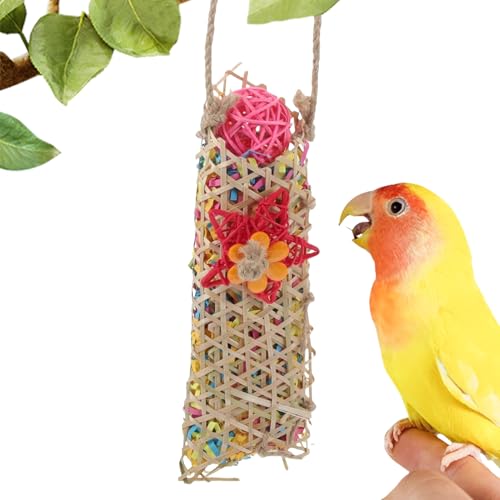 BommFu Vogelspielzeug Für Sittiche | Sittich Spielzeug zum Knabbern und Klettern - Schaukel Seil Sitzstange Klettergestell Käfigzubehör Papier Hängematte für drinnen und draußen von BommFu