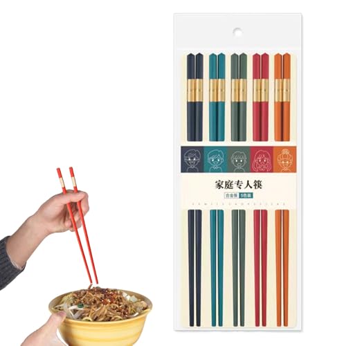 BommFu Wiederverwendbare Essstäbchen,5 Paar Wiederverwendbare Glasfaser Essstäbchen - Küchenzubehör Rutschfeste Japanische Esshilfen Für Anfänger von BommFu
