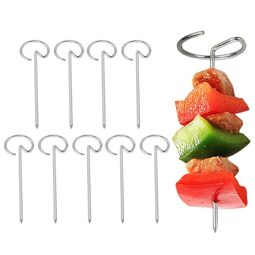 Luftfritteusen-Kabob-Spieße,Luftfritteuse-Hähnchenspieße | Kurze Grillspieße, vertikal, 10 Stück,Robuste Spieße, wiederverwendbare Metall-Fleischspieße, Haushalts-Luftfritteuse-Spieße für von BommFu