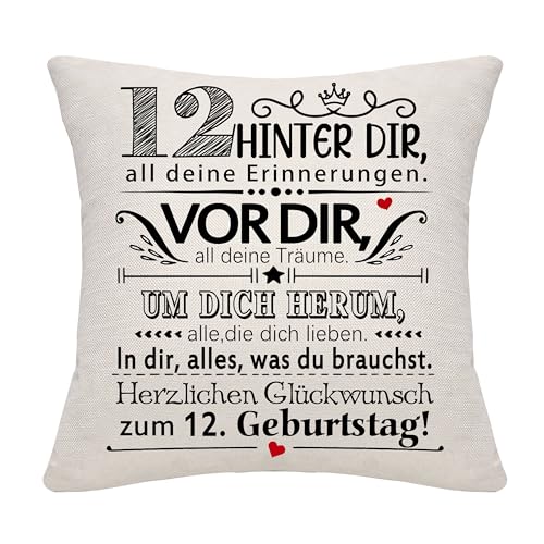 12 Jahre alt Mädchen Jungen Geburtstag Geschenk Hinter dir all deine Erinnerungen Inspirierende Geschenk 12. Geburtstag Geschenk Kissenbezug für Tochter Sohn Schwester Enkelin Enkel Freunde(12) von Bommex