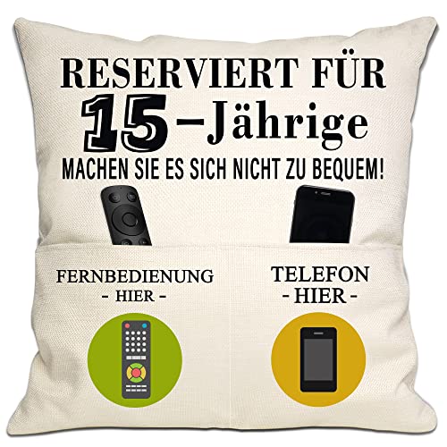 15. Geburtstag Geschenk Tasche Kissenbezug für 15 Jahre alt Mädchen Jungen Geburtstag Dekorationen Happy 15th Birthday Kissenbezug Tochter Sohn Enkelin Enkel Geburtstag Geschenk (15. Geburtstag) von Bommex