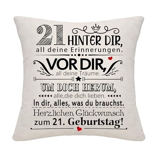 21 Jahre alt Frauen Männer Geburtstag Hinter dir all deine Erinnerungen Inspirierende Geschenk 21. Geburtstag Geschenk Kissenbezug für Tochter Sohn Schwester Cousins Freunde Freundin Freund (21) von Bommex