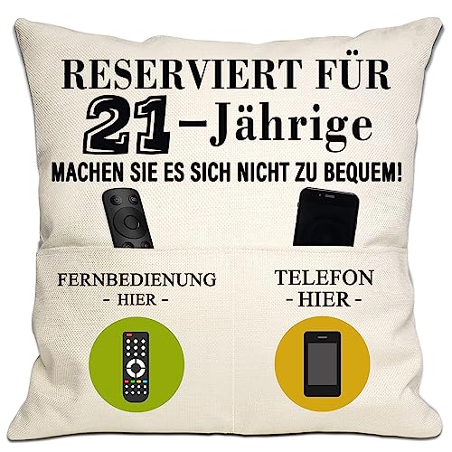 Bommex 21 Jahre Geschenk Tasche Kissenbezug für 21 Jahre alt Frauen Männer Mädchen Jungen 21. Geburtstag Geschenk für Familie Freunde(21. Geburtstag) von Bommex