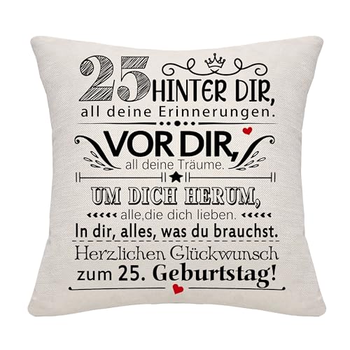 25 Jahre alt Frauen Männer Geburtstag Hinter dir all deine Erinnerungen Inspirierende Geschenk 25. Geburtstag Geschenk Kissenbezug für Tochter Sohn Schwester Cousins Freunde Freundin Freund(25) von Bommex