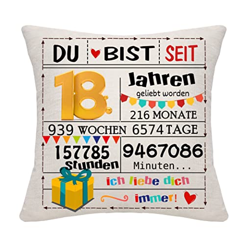 Bommex Geburtstagsgeschenk Geschenk Geburtstag Dekorationen für Frauen Männer Mädchen Jungen Kissenbezüge Zierkissenbezüge für Geburtstag Happy Birthday Geschenk (18) von Bommex