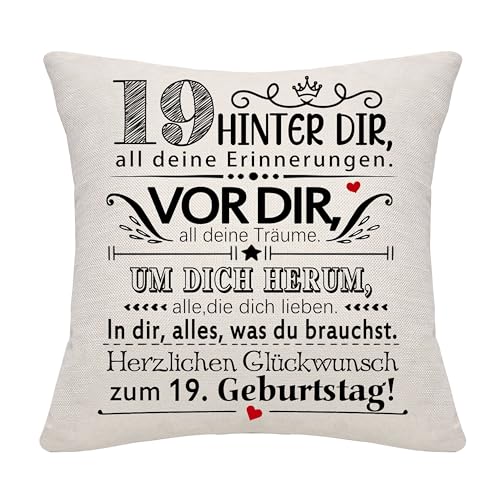 Bommex 19 Jahre alt Geburtstag Geschenk Hinter dir All Deine Erinnerungen Inspirierende Geschenk 19. Geburtstag Geschenk Kissenbezug für Tochter Sohn Schwester Enkelin Enkel Cousin Freunde(19) von Bommex