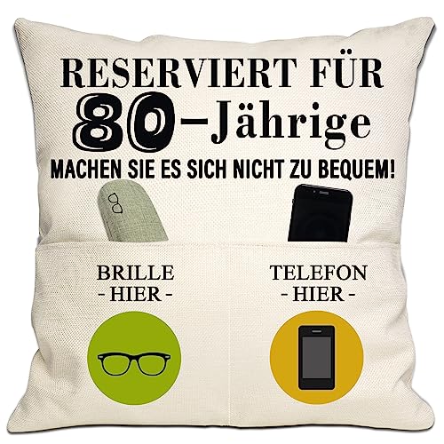 Bommex 80. Geburtstag Geschenk Tasche Kissenbezug für 80 Jahre alt Frauen Männer Mama Papa Opa Opa Tante Onkel Frau Ehemann Freunde Nachbarn 80. Geburtstag Kissenbezug(80. Geburtstag) von Bommex