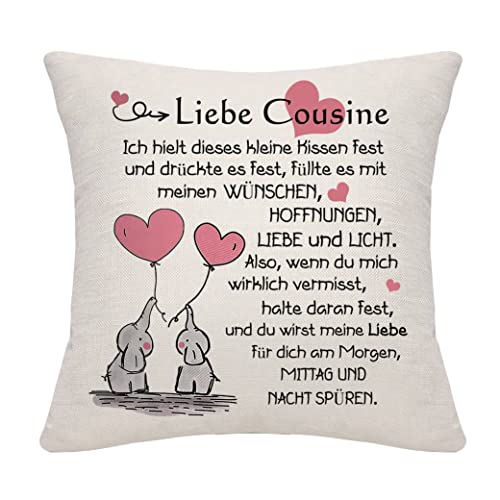 Bommex Kissenbezug Geschenk für Cousine - Geburtstagsgeschenk oder Auf Wiedersehen Geschenk von Cousin von Bommex