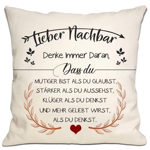 Bommex Du mutiger bist als du glaubst Kissenbezüge für Nachbarn inspirierendes Geschenk für Nachbarn Einweihungsgeschenk Abschiedsgeschenk Dankeschön Geschenk Geburtstag (Nachbar-1) von Bommex