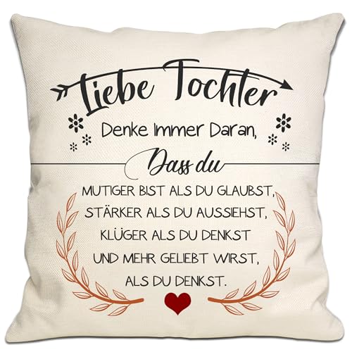 Bommex Du mutiger bist als du glaubst Kissenbezüge für Tochter von Mama Papa inspirierendes Geschenk für Liebe Tochter Geburtstag GraduierungWeihnachtsgeschenk (Tochter-1) von Bommex