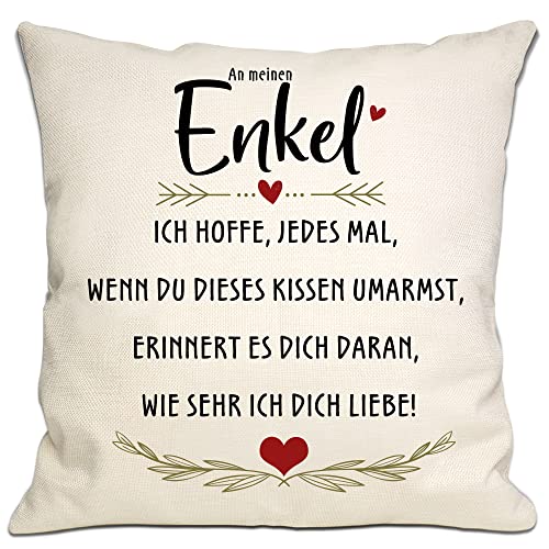 Bommex Enkel Ich hoffe, jedes Mal, wenn Sie Dieses Kissen umarmen, erinnert es Sie daran, wie sehr ich Sie Liebe Kissenbezug für Enkel Erinnerungsgeschenk Geburtstagsgeschenk (Enkel) von Bommex