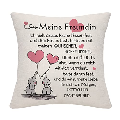 Bommex Freundin Geschenk Kissenbezug für Freundin Geschenk für Freundin von Freund Freundin Kissenbezug Freundin Geburtstagsgeschenk Valentinstag Jubiläum (Freundin) von Bommex