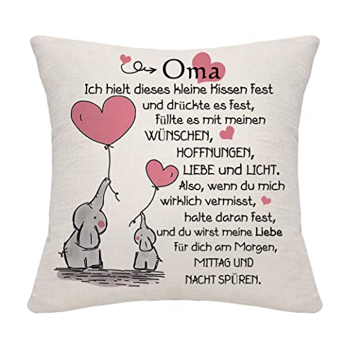 Bommex Geschenk für Oma, Kissenbezug für Oma Geschenk für Oma von Enkeltochter Enkel Oma Kissenbezug Oma Geburtstagsgeschenk (Oma) von Bommex