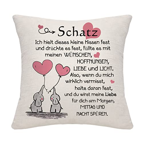 Bommex Geschenk für sie Kissenbezug für Süßes Herz Freundin Frau Geschenk für Schatz Schatz Kissenbezug Valentinstagsgeschenk Jubiläumsgeschenk Geburtstagsgeschenk (Schatz) von Bommex