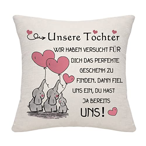 Bommex Geschenk für unsere Tochter Kissenbezug für unsere Tochter Geschenk für Tochter von Mama Papa Tochter Kissenbezug von Papa Mama,Tochter Geburtstagsgeschenk (unsere Tochter) von Bommex