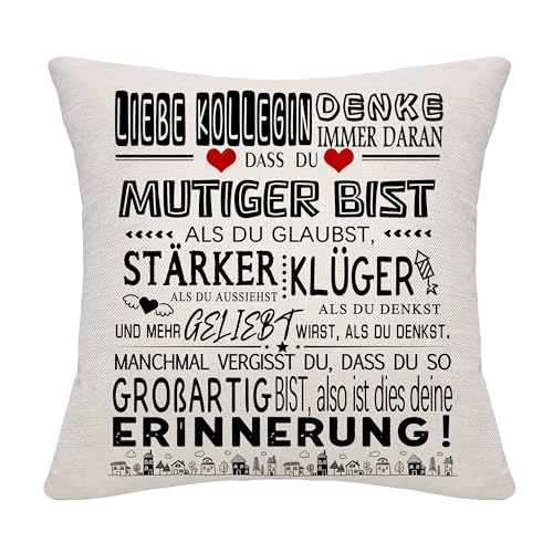 Bommex Inspirierendes Geschenk Kissenbezug DASS du Mutiger bist als du Glaubs für Kollegin Frauen Frauen Abgang Anerkennung Geschenk Förderung Ruhestand Geburtstag (Kollegin) von Bommex