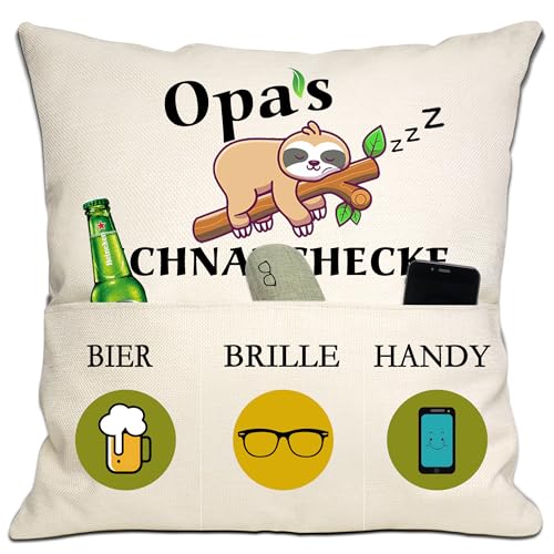 Bommex Lustige Opa Geschenk von Enkelin Enkel Opas Schnarchecke Kissenbezug 18x18 Zoll mit 3 Taschen für Opa Geburtstag Geschenk (Opa) von Bommex