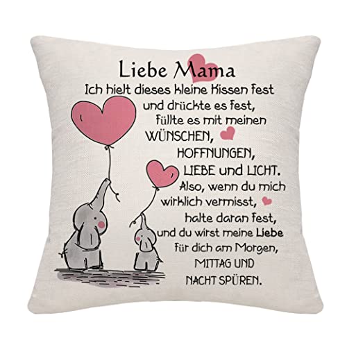 Bommex Mama Geschenk Kissenbezug für Mama Geschenk für Mama von Tochter Sohn Mama Kissenbezug Mama Geburtstagsgeschenk (Mama) von Bommex