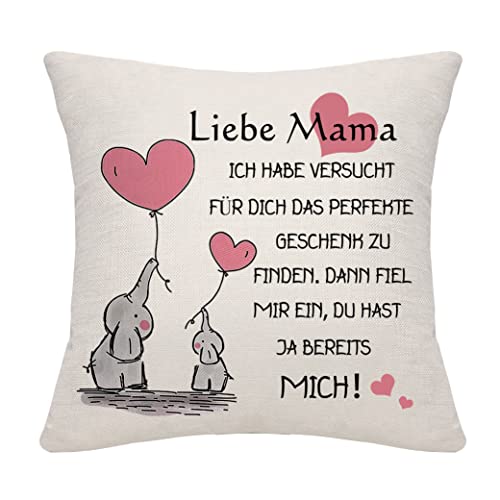 Bommex Mama Geschenk von Tochter Sohn Mama Kissenbezug Geschenk für Mama Geburtstagsgeschenk (Liebe Mama) von Bommex